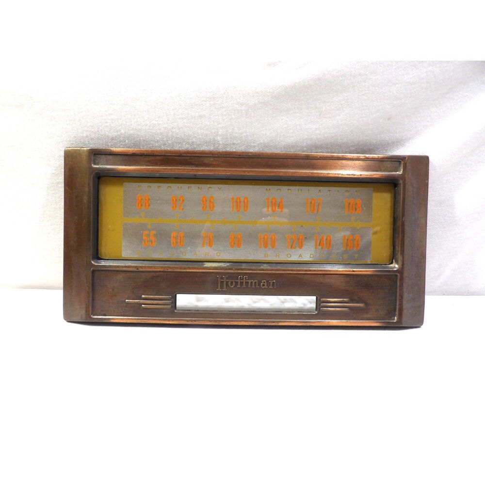 Vintage Hoffman tube radio faceplate escutcheon, 1940s-1950s AM FM radio part